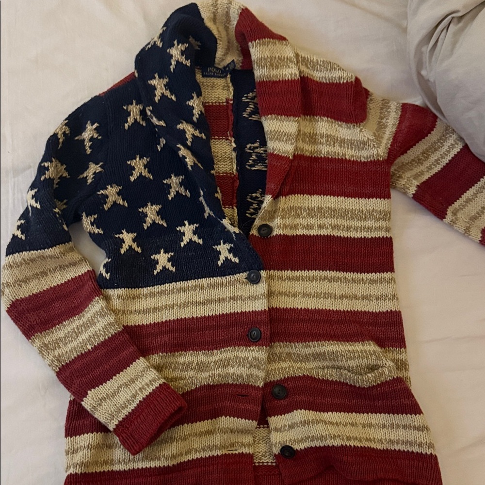Polo Ralph Lauren Red, White, and Blue Star Cardigan